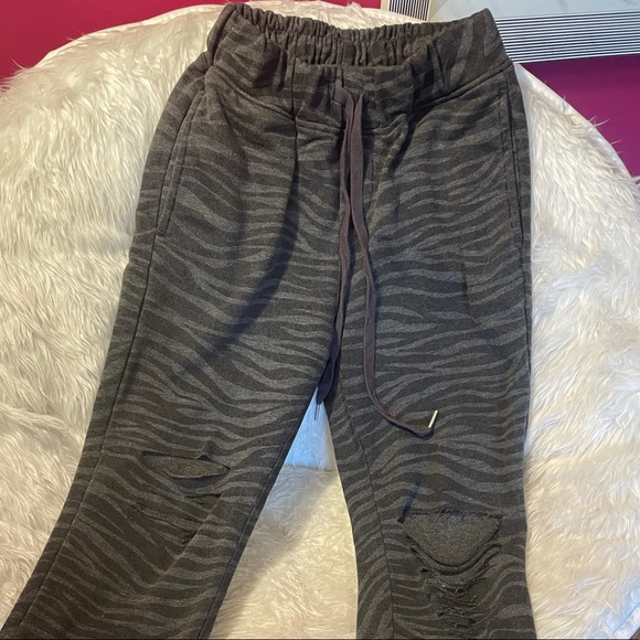 Dance & Marvel Charcoal Zebra Jogger Sweatpants - Picture 5 of 10